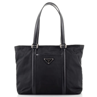 Prada Front Pocket Zip Tote Tessuto with Leather Medium