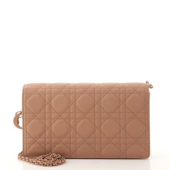 Christian Dior Ultra Matte Lady Dior Wallet on Chain Pouch Cannage Quilt Calfskin Long
