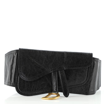 Christian Dior Saddle Double Buckle Belt Bag Leather