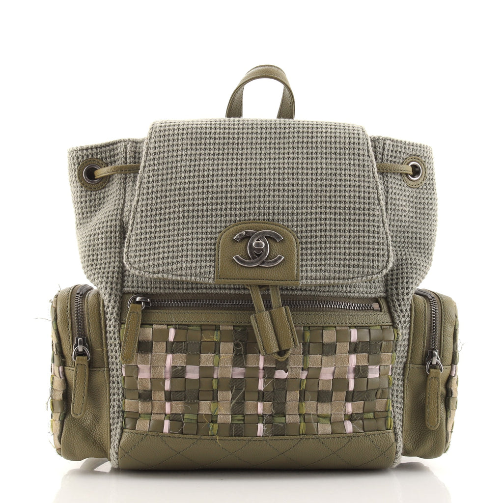 Chanel Paris-Cuba  Backpack in green tweed and canvas with caviar leather trim Resort 2017 Coco Cuba Backpack | Authentic & Vintage | ReSee main image 2