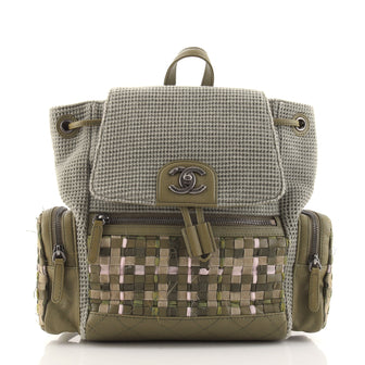 Chanel Cuba Pocket Backpack Canvas with Tweed and Caviar Medium