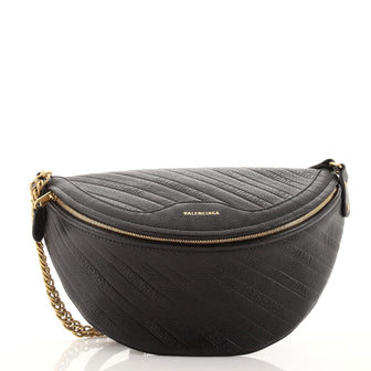 Balenciaga Souvenir Belt Bag Logo Embossed Leather XXS