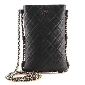 Chanel Chain Around Flat Phone Holder Crossbody Quilted Lambskin