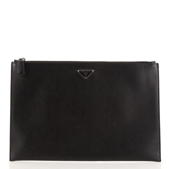Prada Zip Pouch Saffiano Leather Large