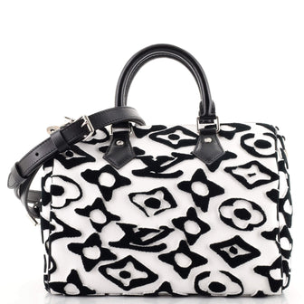 Louis Vuitton Speedy Bandouliere Bag Limited Edition Urs Fischer Tufted Monogram Canvas 25