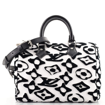 Louis Vuitton Speedy Bandouliere Bag Limited Edition Urs Fischer Tufted Monogram Canvas 25