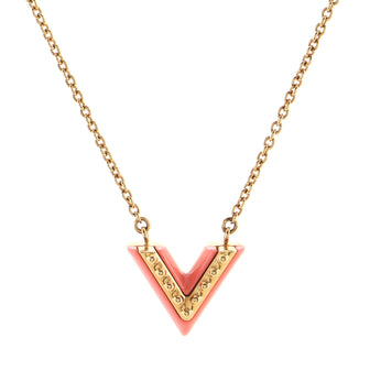 Louis Vuitton Essential V Necklace Studded Metal and Lacquer