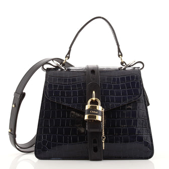 Chloe Aby Day Bag Crocodile Embossed Leather Medium