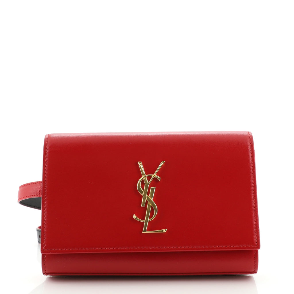 2018 Saint Laurent Kate Belt Bag in Red Smooth Leather