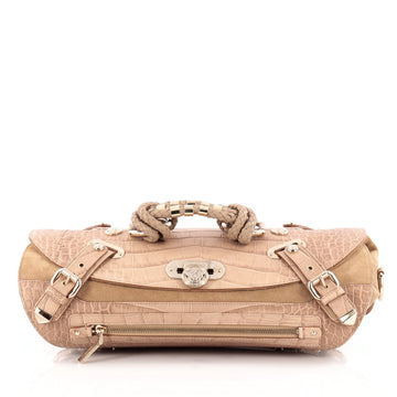 Versace Canyon Bag Crocodile Embossed Leather with Suede Medium