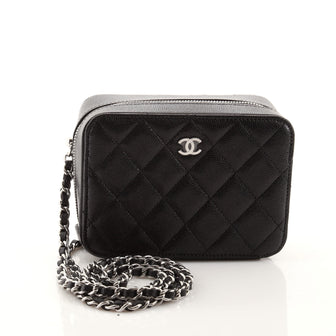 Chanel Zip Around Vanity Case with Chain Quilted Caviar Mini
