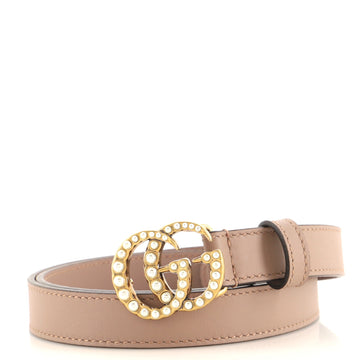 Gucci Pearly GG Marmont Belt Leather Thin