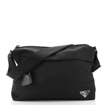 Prada Zip Messenger Bag Horizontal Quilt Tessuto Medium