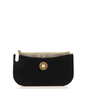 Chanel CC Button Zip Pouch Quilted Velvet Small