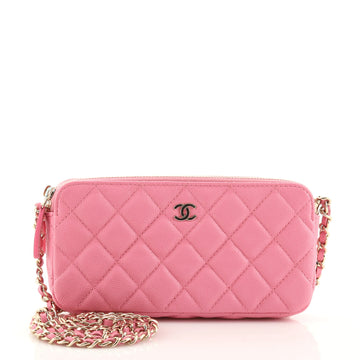 Chanel Double Zip Clutch with Chain Quilted Caviar