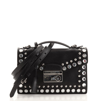 Prada Convertible Sound Bag Studded Saffiano Leather Mini