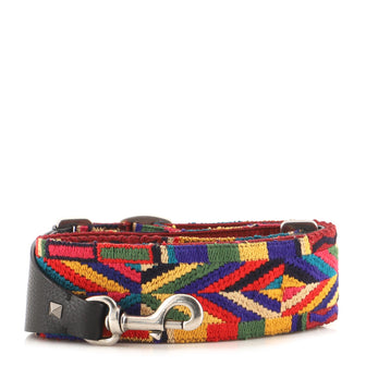 Valentino Rockstud Guitar Shoulder Strap Embroidered Canvas