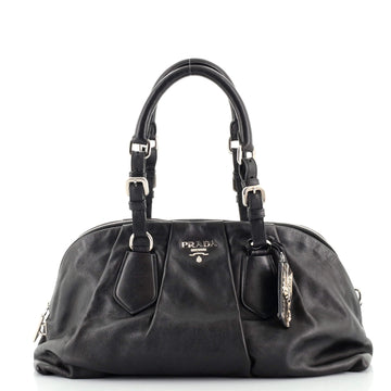 Prada Buckle Pleated Bowler Bag Soft Calf Large
