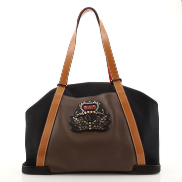Christian Louboutin Bagdamon Boston Duffle Bag Canvas with Leather Large