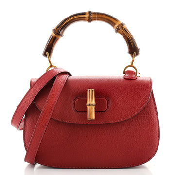 Gucci Vintage Convertible Bamboo Top Handle Bag Leather Medium