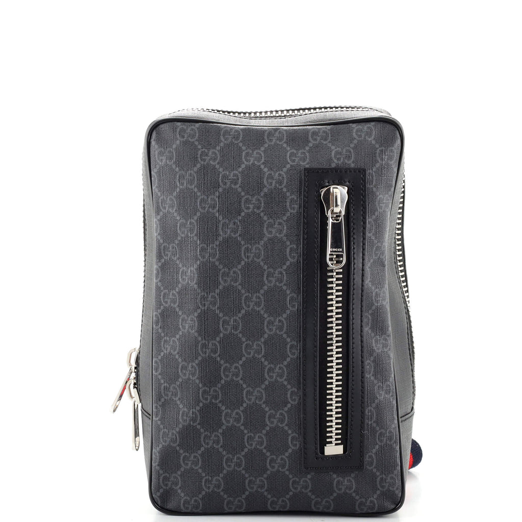 Gucci Soft Zip Sling Bag GG Coated Canvas Small Black 114722260
