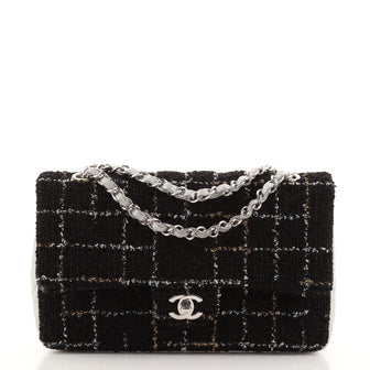 Chanel Classic Double Flap Bag Tweed and Quilted Lambskin Medium