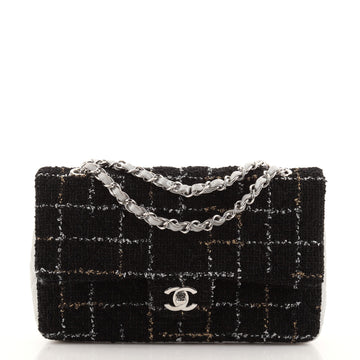 Chanel Classic Double Flap Bag Tweed and Quilted Lambskin Medium