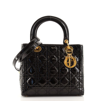 Christian Dior Vintage Lady Dior Bag Cannage Quilt Patent Medium