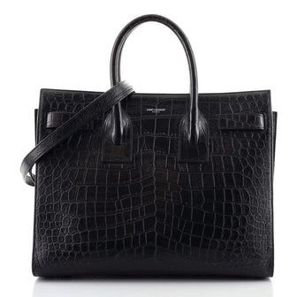 Saint Laurent Sac de Jour Bag Crocodile Embossed Leather Small
