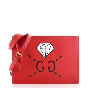 Gucci Zip Messenger Bag GucciGhost Leather Large