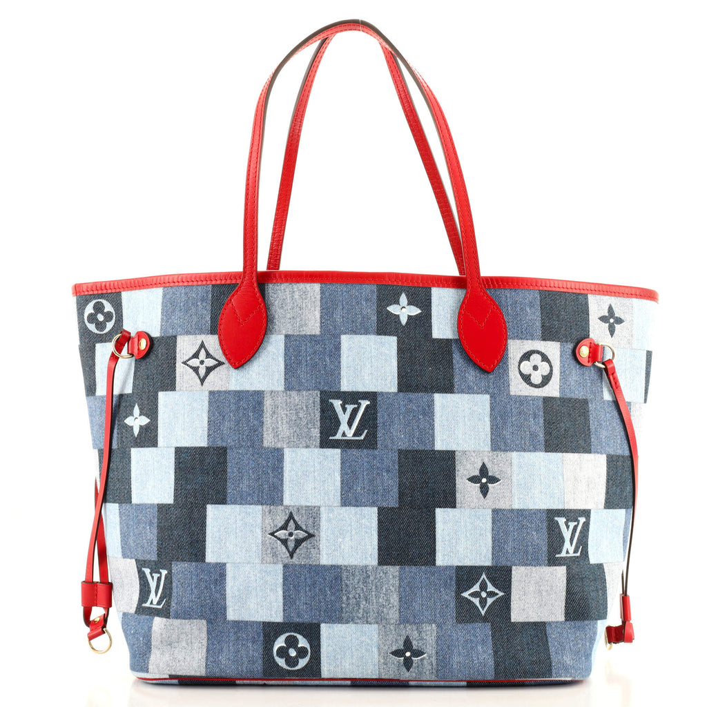 Louis Vuitton Neverfull Tote Damier and Monogram Patchwork Denim MM Blue  11472243