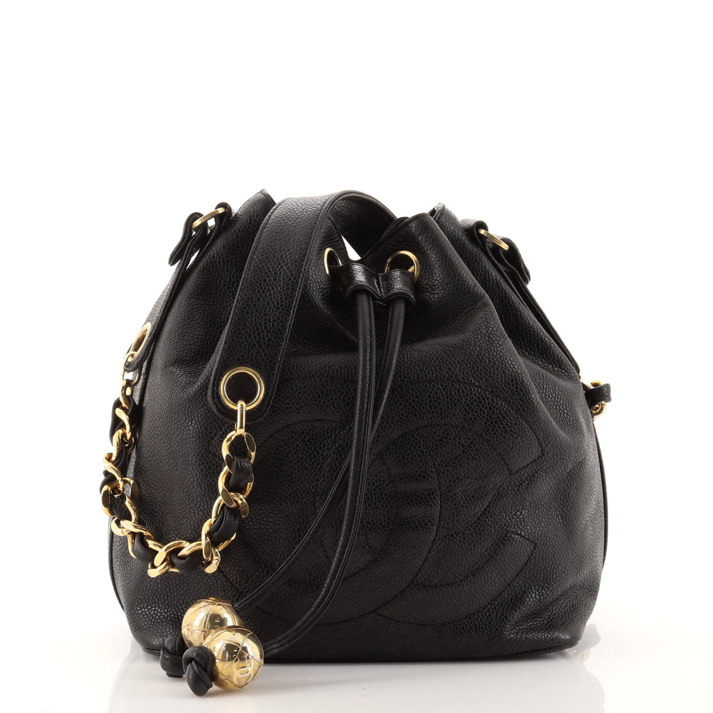 Chanel Vintage CC Drawstring Bucket Bag Caviar Small Black 11472258