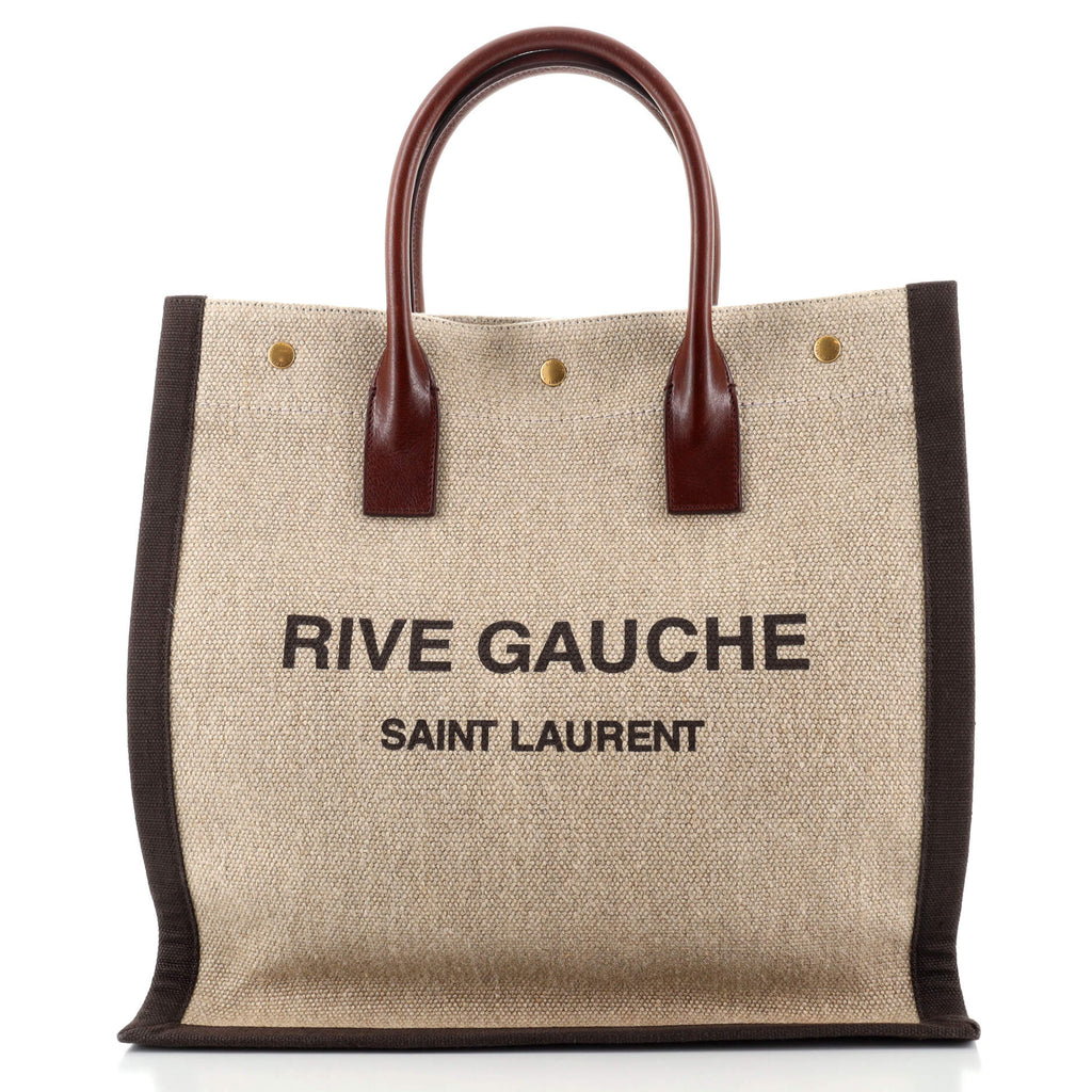 Saint Laurent Rive Gauche Tote Bag Neutrals in Fabric with Gold-tone - US