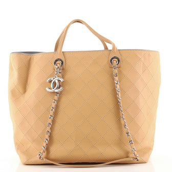 Chanel CC Charm Chain Shopping Tote Quilted Calfskin XL