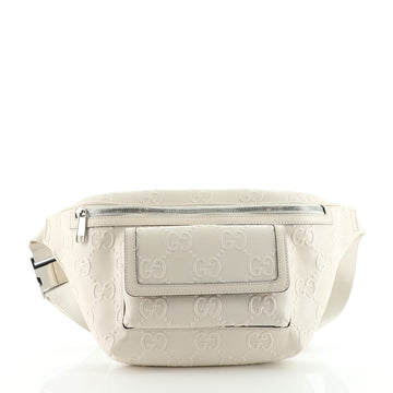 Gucci Front Pocket Belt Bag GG Embossed Perforated Leather