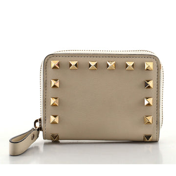 Valentino Rockstud Zip Around Wallet Leather Compact