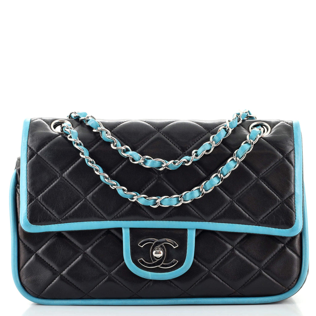 Chanel Vintage Two Tone Classic Double Flap Bag Quilted Lambskin