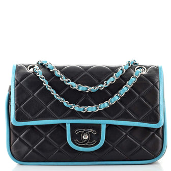 Chanel Vintage Two Tone Classic Double Flap Bag Quilted Lambskin