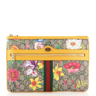 Gucci Ophidia Zip Pouch Flora GG Coated Canvas Large