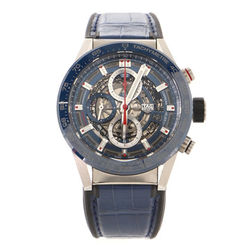 Tag Heuer Carrera Calibre Heuer 01 Skeleton Chronograph Automatic Watch Stainless Steel and Alligator 43