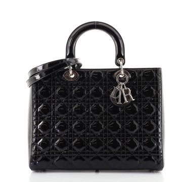 Christian Dior Lady Dior Bag Cannage Quilt Patent Large