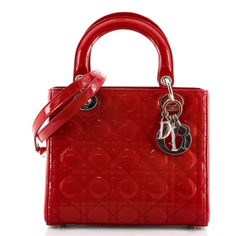 Christian Dior Lady Dior Bag Cannage Quilt Patent Medium