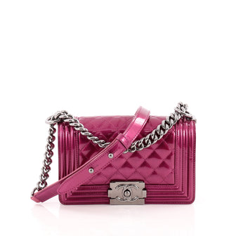 Chanel Boy Flap Bag Quilted Patent Small