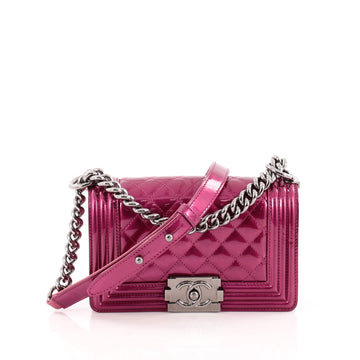 Chanel Boy Flap Bag Quilted Patent Small