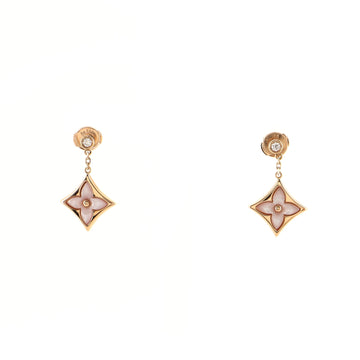 Louis Vuitton Color Blossom BB Dangle Earrings 18K Rose Gold with Mother of Pearl and Diamond
