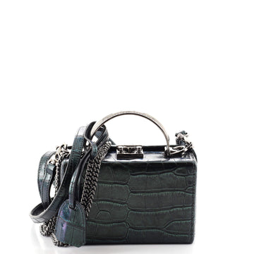 Mark Cross Grace Box Bag Crocodile with Metal Detail Mini
