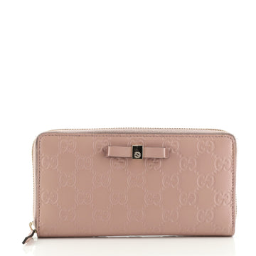 Gucci Bow Zip Around Wallet Guccissima Leather Long