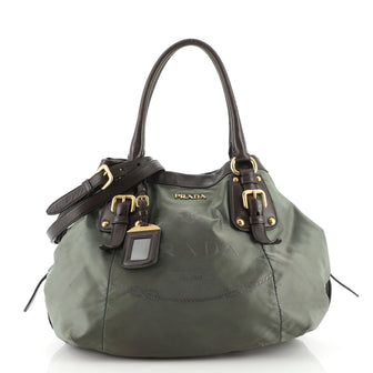 Prada Convertible Logo Tote Tessuto and Leather Large