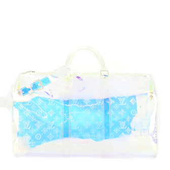 Louis Vuitton Keepall Bandouliere Bag Limited Edition Monogram Prism PVC 50  Clear 1148391