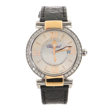 Chopard Imperiale Quartz Watch Stainless Steel, Rose Gold and Alligator with Diamond Bezel and Mother of Pearl 36